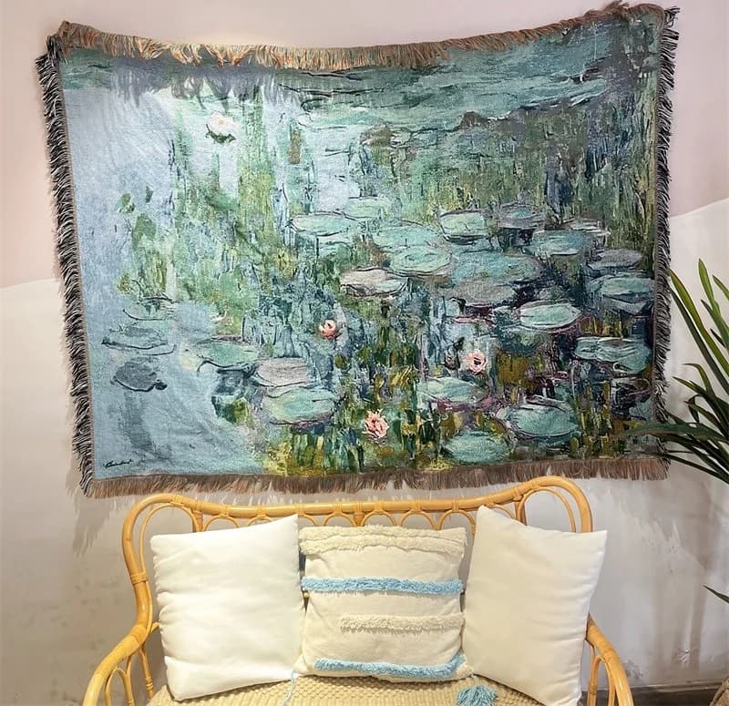 Prekrivač s vintage umjetničkim printom za dekor sofe, 130x160cm