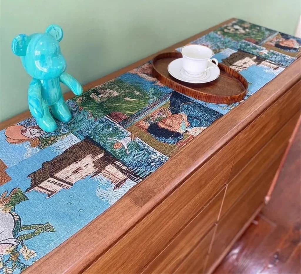 Stolnjak u stilu Van Gogha, dekorativna tkanina od pamuka i lana