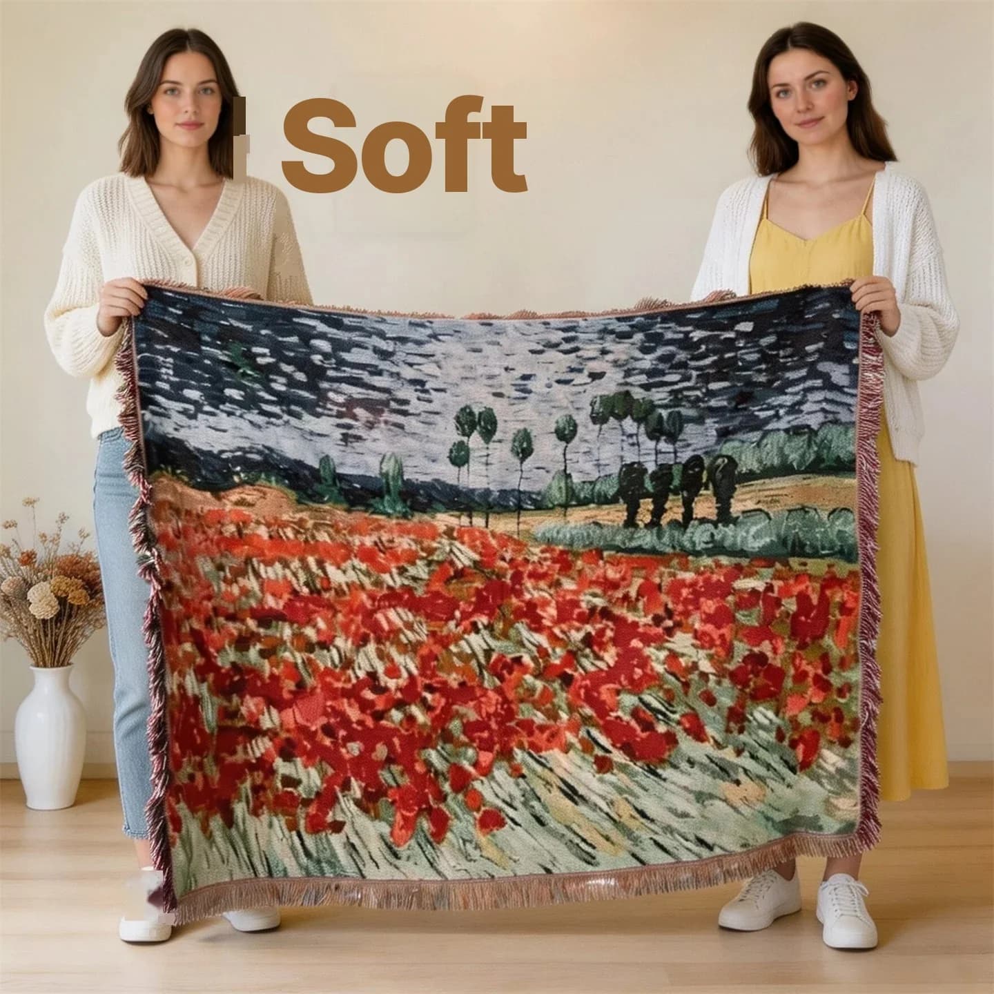 Baceni prekrivač u stilu Van Gogha za kauč i zidni dekor
