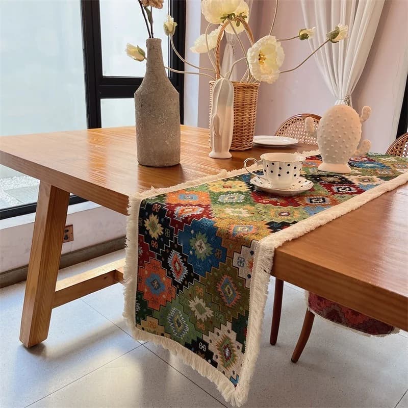 Boho trkač za stol pamučna mješavina za blagovaonicu i dnevni boravak